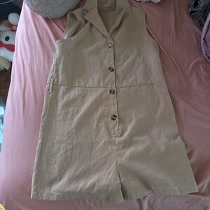 SHEIN Tan Collared Romper for Casual Summer Days